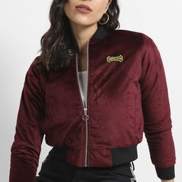 Campus Sutra Windcheater Mock Collar Crop Bomber Jacket-picture-48