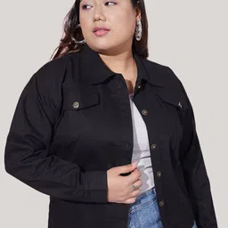 BUY NEW TREND Curvy Plus Size Lightweight Twill Denim Jacket-4
