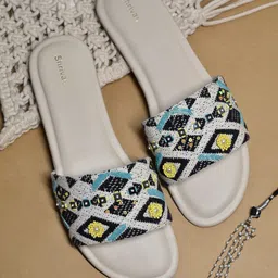 SHRIVAS BY ARCHITA MEHTA SKYE Ethnic Embellished Fabric Open Toe Flats-18