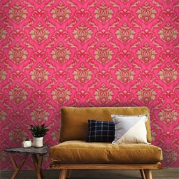 Jaamso Royals Pink & Olive Green Ethnic Motifs Self-Adhesive Waterproof Wallpapers-image-74