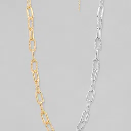 Rubans Voguish Gold & Rhodium Plated Cuban Shape Chain image 4