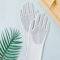 Kuber Industries Grey Silicon Non-Slippery & Durable Kitchen Gloves-30