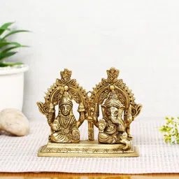 CraftVatika 2 Pcs Golden Ganesha Statue Lord Brass Elephant God Idols Showpieces-11