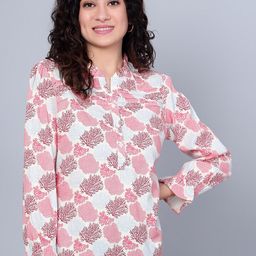 Cantabil Floral Printed Mandarin Collar Top-picture-46