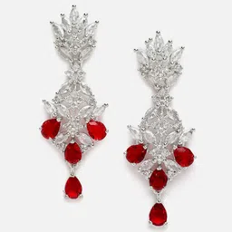 DressBerry Red Silver-Plated Spiked Drop Earrings-45