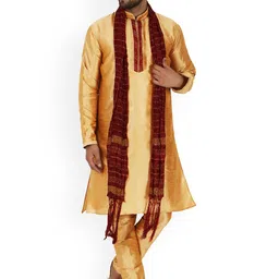 Enciger Yoke Design Mandarin Collar Regular Gotta Patti Kurta With Churidar & Dupatta-picture-3
