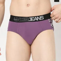 UnderJeans by Spykar Pack Of 2 Anti-Microbial Basic Briefs UJNTPBC021BlackDullPurple-image-53
