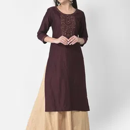 Span Yoke Design Straight Silk Kurta-picture-49