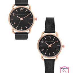 French Connection Black Analog Round Dial Amiti Couple Watch-55