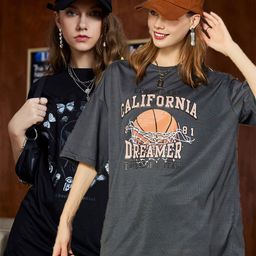 Christy World Pack Of 2 Printed Oversized Cotton T-shirts-image-16
