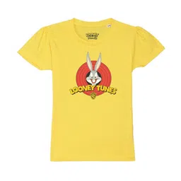 Looney Tunes by Wear Your Mind Girls Yellow Cotton Printed T-shirt-image-95