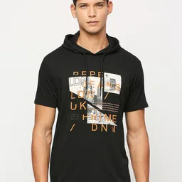 Pepe Jeans Typography Printed Hooded Pure Cotton T-shirt-image-39