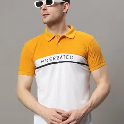 THE MILLION CLUB Colourblocked Polo Collar T-shirt-image-60