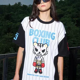 Bonkers Corner Graphic Printed Drop-Shoulder Sleeves Oversized Cotton T-shirt-picture-8