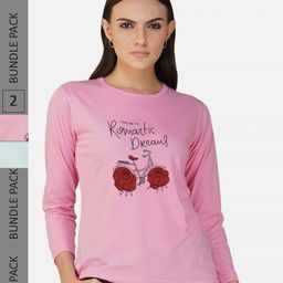 CHOZI Pack Of 2 Printed Round Neck Regular Fit Pure Cotton Casual T-shirt-image-99