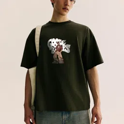 MISCHIEF MONKEY Men Graphic Printed Round Neck Cotton Oversized T-Shirt-image-47