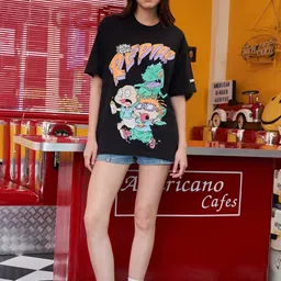 Bonkers Corner Graphic Printed Cotton Oversized T-Shirt-image-53