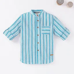 Ed-a-Mamma Boys Vertical Striped Sustainable Cotton Casual Shirt-53