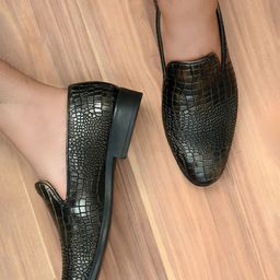 San Frissco Men Black & Gold Toned Textured Formal Slip on Shoes-image-34