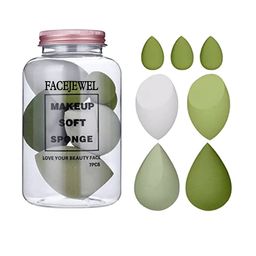 Facejewel Set of 7 Beauty Blender with Storage Box - Greem & White-8