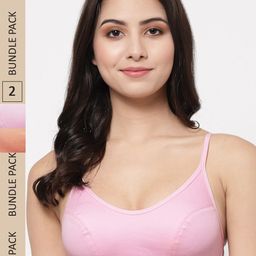 College Girl Pack Of 2 Non-Padded All Day Comfort Cotton Sports Bra-image-65