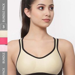 College Girl Pack Of 3 Seamless Super Support Full Coverage Workout Bra With Side Shaper-picture-57