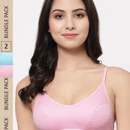 College Girl Pack Of 2 Cotton Non Padded All Day Comfort Training or Gym Cut & Sew Bra-image-11