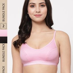 College Girl Pack Of 2 Non-Padded Non-Wired All Day Comfort Cotton Workout Bra-picture-11
