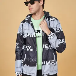 Street 808 by Pantaloons Typography Printed Hooded Sporty Jacket-51