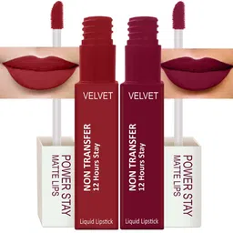 PERPAA Set Of 2 Waterproof Liquid Matte Power Stay Lipstick - Apple Red & Cherry Red 4 ml Each-15