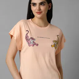 Allen Solly Woman Graphic Printed Extended Sleeves Cotton T-shirt-image-67