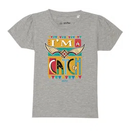 Harry Potter by Wear Your Mind Girls Grey Printed Pure Cotton T-shirt-image-82
