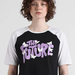 ONLY Typography Printed Round Neck Pure Cotton T-shirt-picture-2