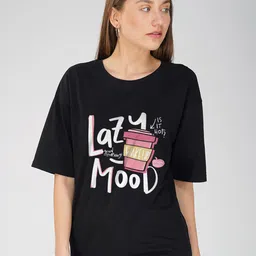 Crazymonk Typography Printed Oversized Cotton Drop-Shoulder Sleeves T-shirt-picture-18