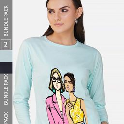 CHOZI Pack Of 2 Graphic Printed Cotton T-shirt-picture-0