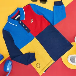 Pantaloons Junior Boys Colourblocked Polo Collar Cotton T-Shirt-image-41