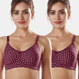 Sonari Women Pack Of 2 Magenta Abstract Printed ALL Day Comfort Non-padded Seamless Bra-22
