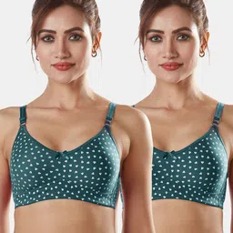 Sonari Pack Of 2 Green Abstract Printed ALL Day Comfort Non-padded Seamless Bra-55