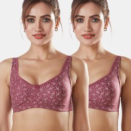 Sonari Pack of 2 Burgundy Floral Printed Everyday Bras-12