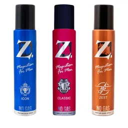 Z-MAGNETISM FOR MEN Classic, Icon & Zest Set Of 3  Deodorant Body Spray - 120ml (99g) Each-49