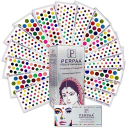 PERPAA Set of 16 Premium Velvet Multicolor Kumkum Bindi Flaps - Multicolored-15