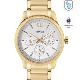Timex Men White Dial & Gold Toned Stainless Steel Bracelet Straps Analogue Watch TW0TG7604-44