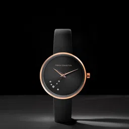 French Connection Women Black Embellished Dial& Leather Straps Analogue Watch FCL23-F-30