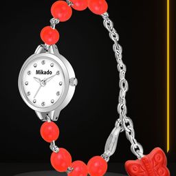 Mikado Women Bracelet Style Straps Analogue Watch Red Bead Watch-image-57