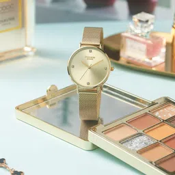 Sonata Poze Women Brass Embellished Dial & Bracelet Style Straps Analogue Watch SP80048YM01W-17