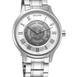 Sonata Men Skeleton Dial & Stainless Steel Bracelet Style Straps Analogue Watch 7140SM05-26