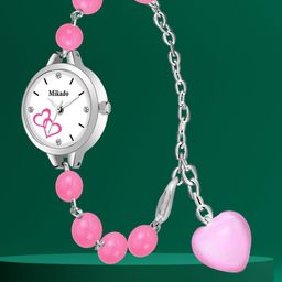 Mikado Women Bracelet Style Straps Analogue Watch Pink Bead Watch-image-99