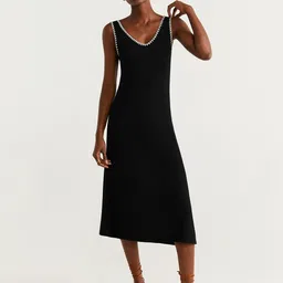 MANGO Women Black Solid A-Line Dress-67