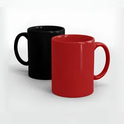 Home Decor Expert Red & Black 2 Pieces Ceramic Glossy Mugs 300 ml Each-34