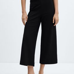 MANGO Women Elastic Waist Crop Trousers-image-99
